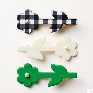 NWT 3pk Floral Hair Clip - kate spade new york x Target™ Green/Cream/Black